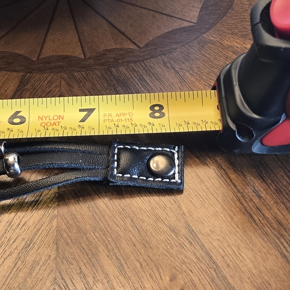 Black Leather Bracelet with American Flag Charm Adjustable Snap Closure - Picture 6 of 11